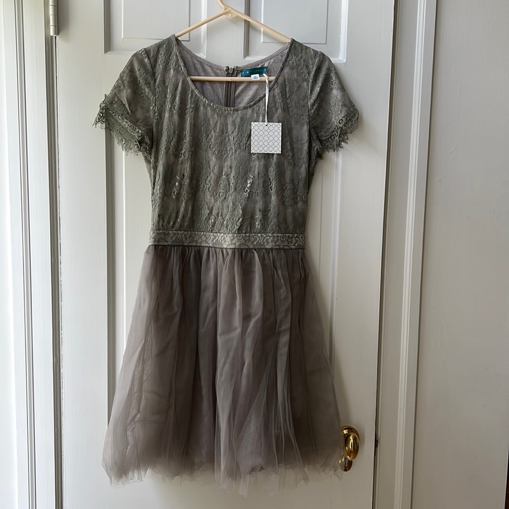 Silver/green tule dress